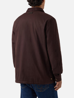 Brown Bexley waxed overshirt with corduroy collar