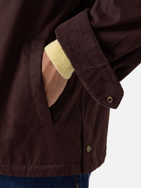 Brown Bexley waxed overshirt with corduroy collar