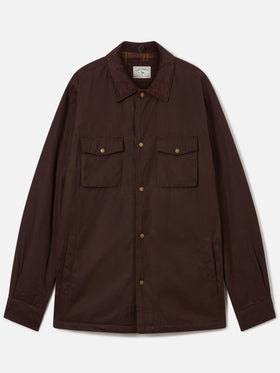 Brown Bexley waxed overshirt with corduroy collar