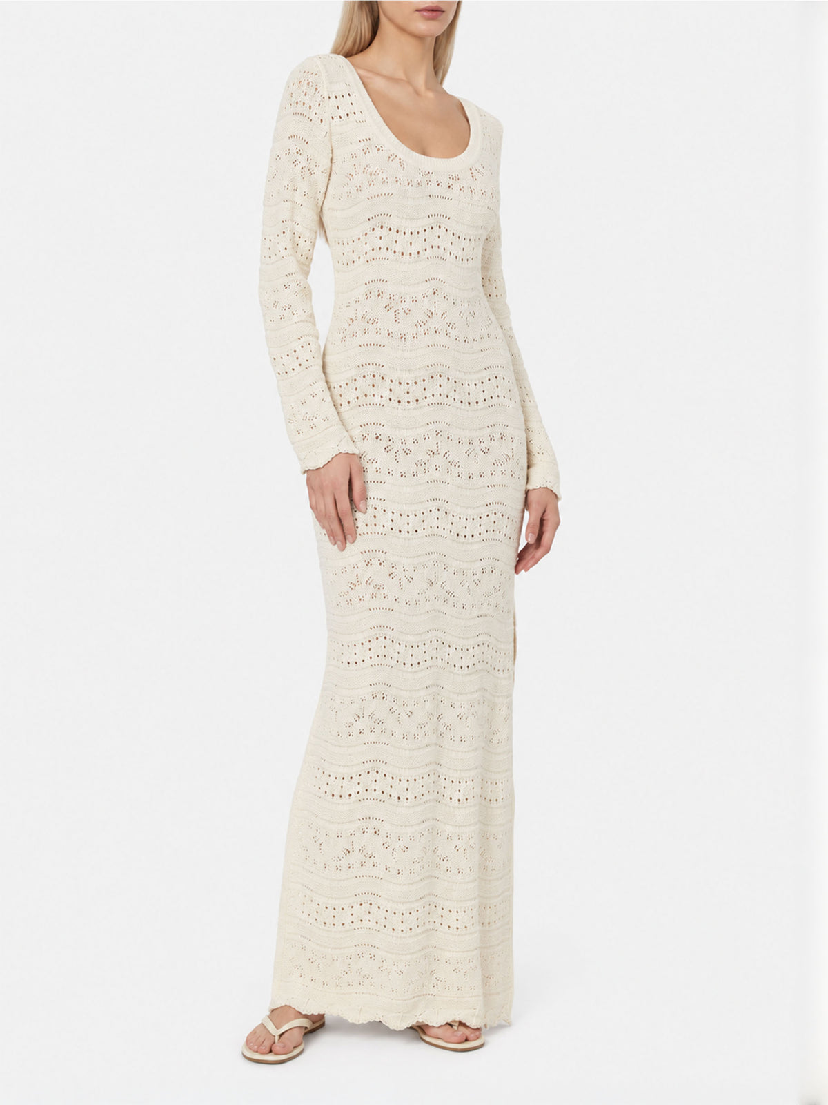 Vestido midi de punto Cream Belly 