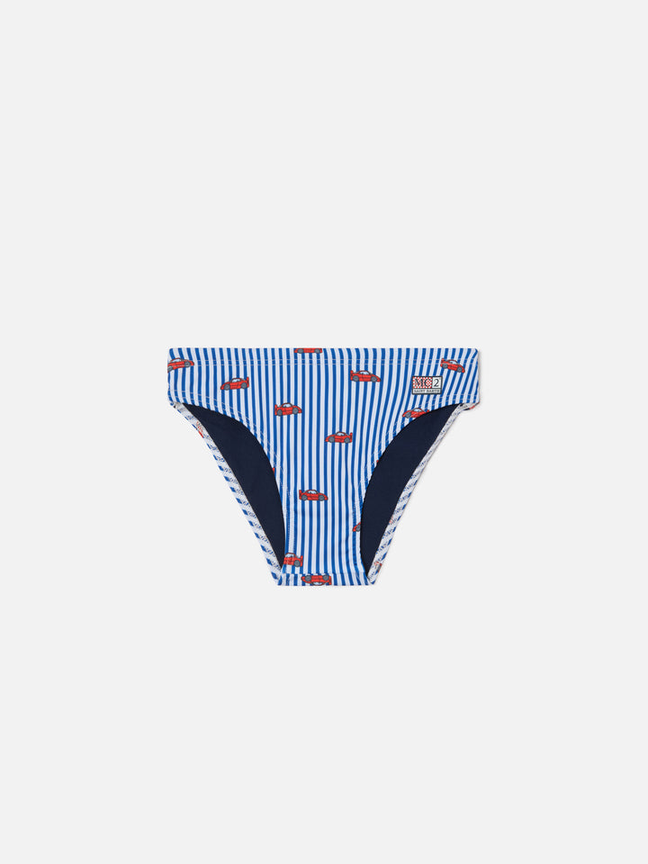 Billy swim briefs with striped all-over car print