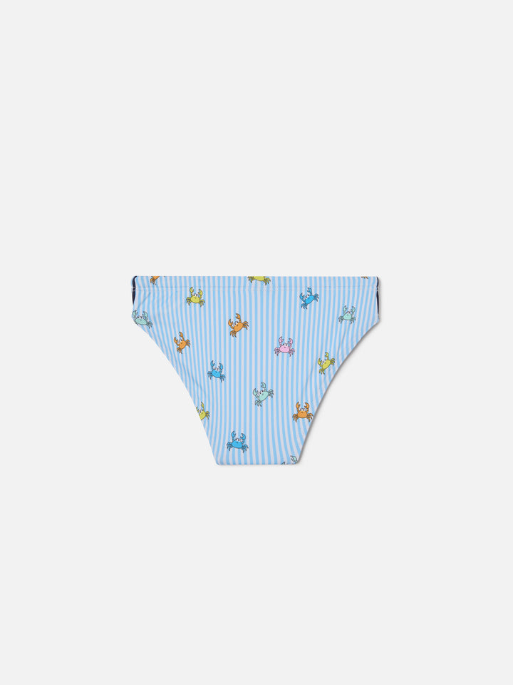 Billy striped swim briefs with all-over crab print