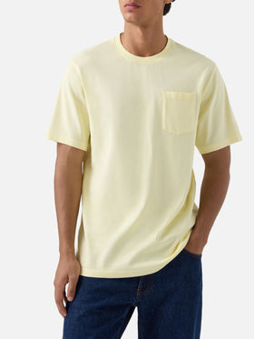 T-shirt en piqué de coton Bakewell jaune beurre avec poche et logo brodé 