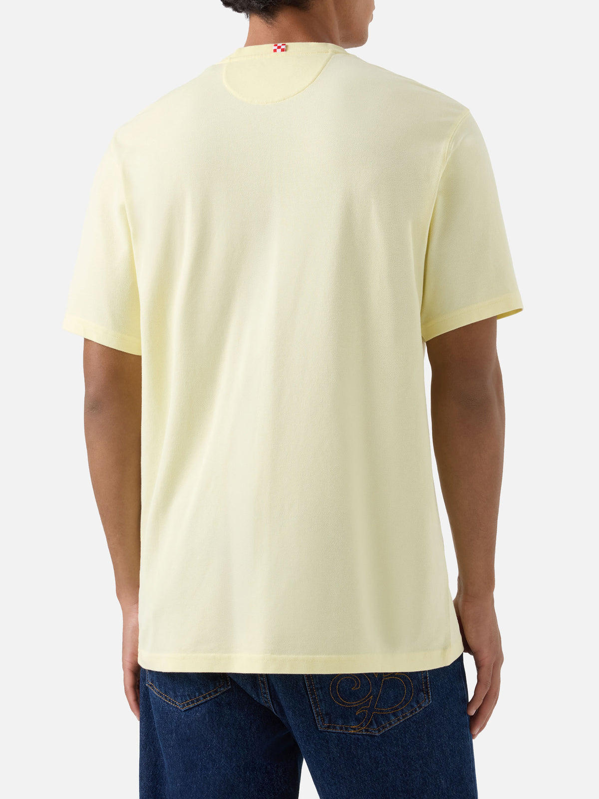 T-shirt en piqué de coton Bakewell jaune beurre avec poche et logo brodé 