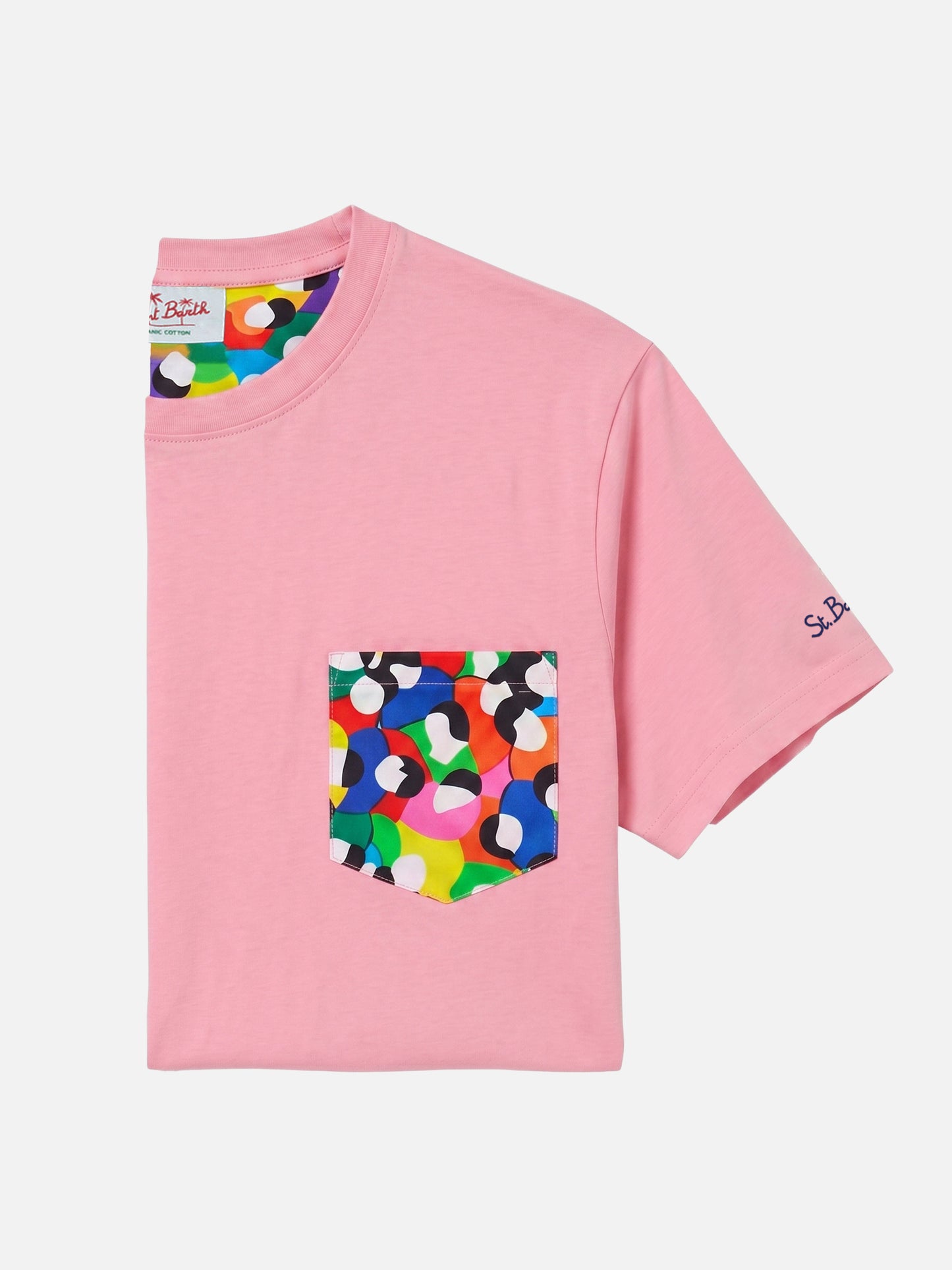 Pink Blanche t-shirt with multicolor printed pocket | Special Edition