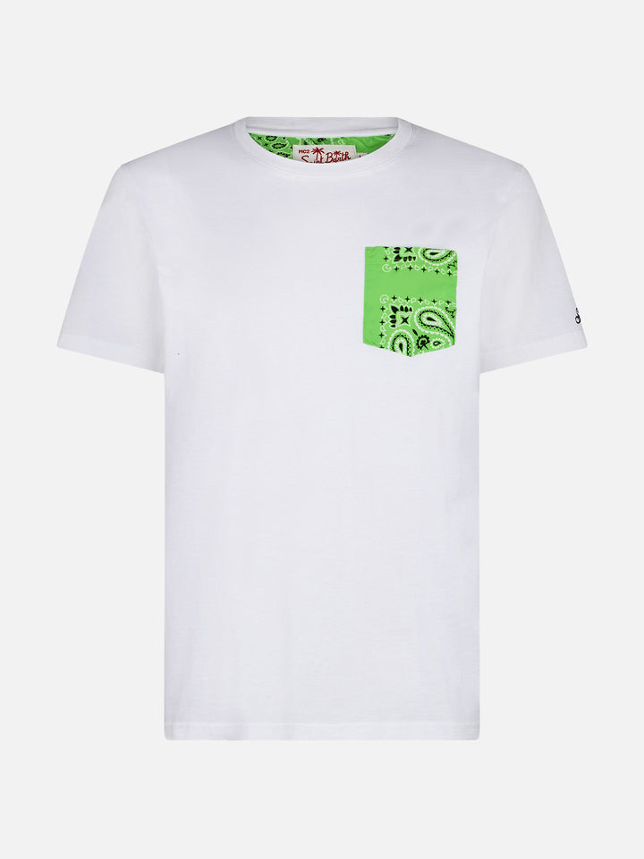 Herren-T-Shirt aus Baumwolle mit grüner Bandana-Tasche