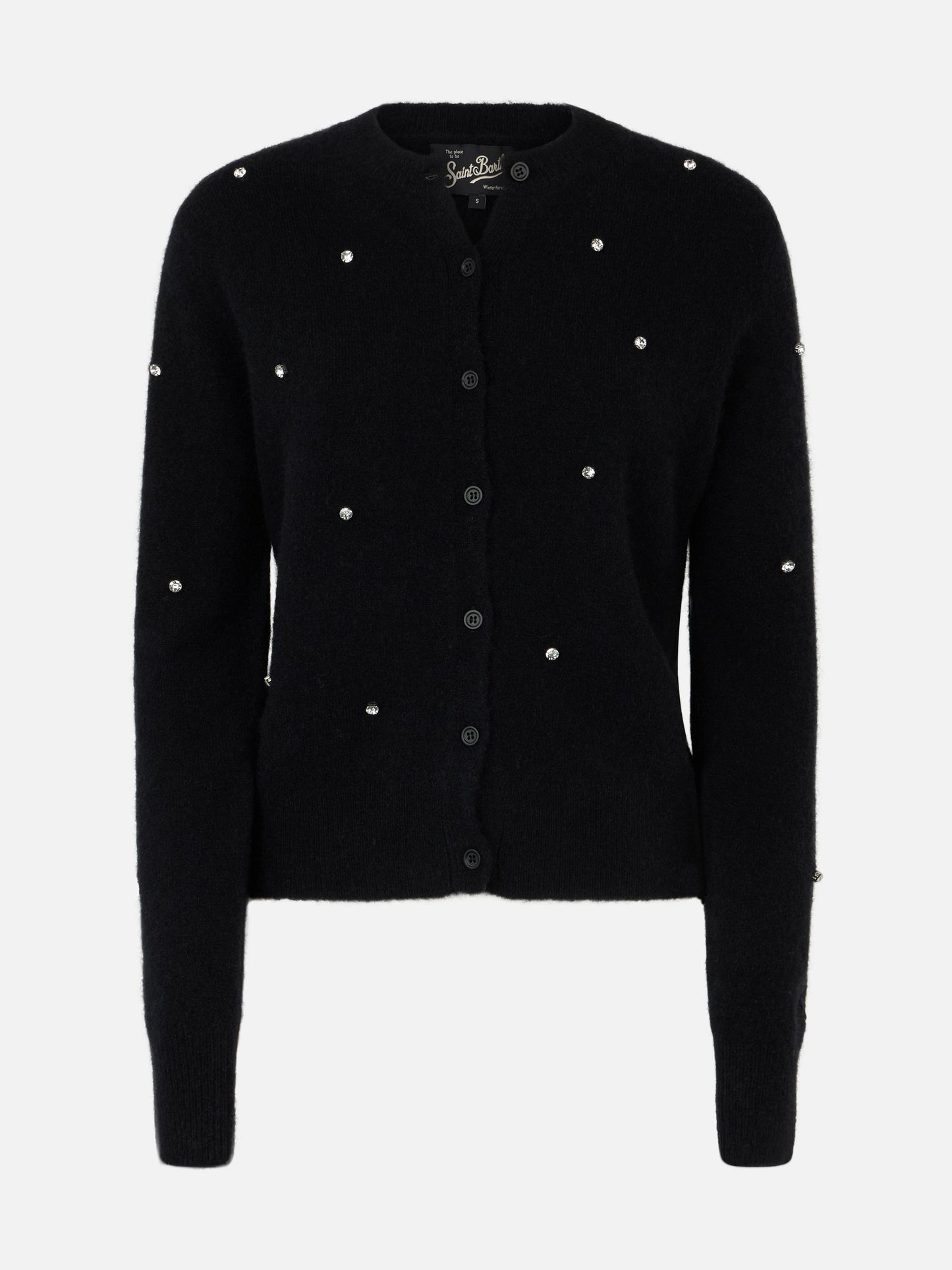 Woman black cardigan Bellamy with rhinestones - MC2 Saint Barth