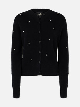 Woman black cardigan Bellamy with rhinestones - MC2 Saint Barth