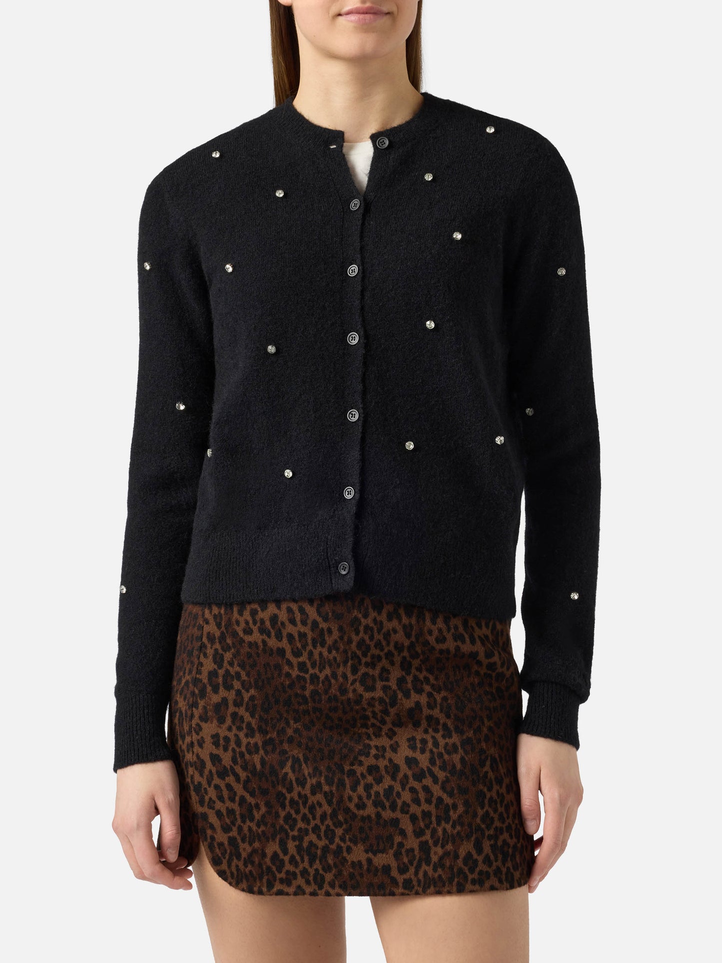 Black Bellamy cardigan with rhinestones