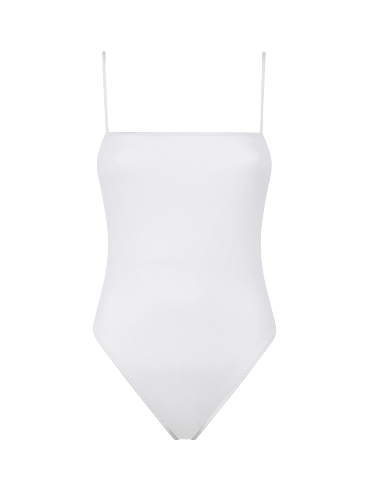 Woman white ribbed one piece swimsuit - MC2 Saint Barth