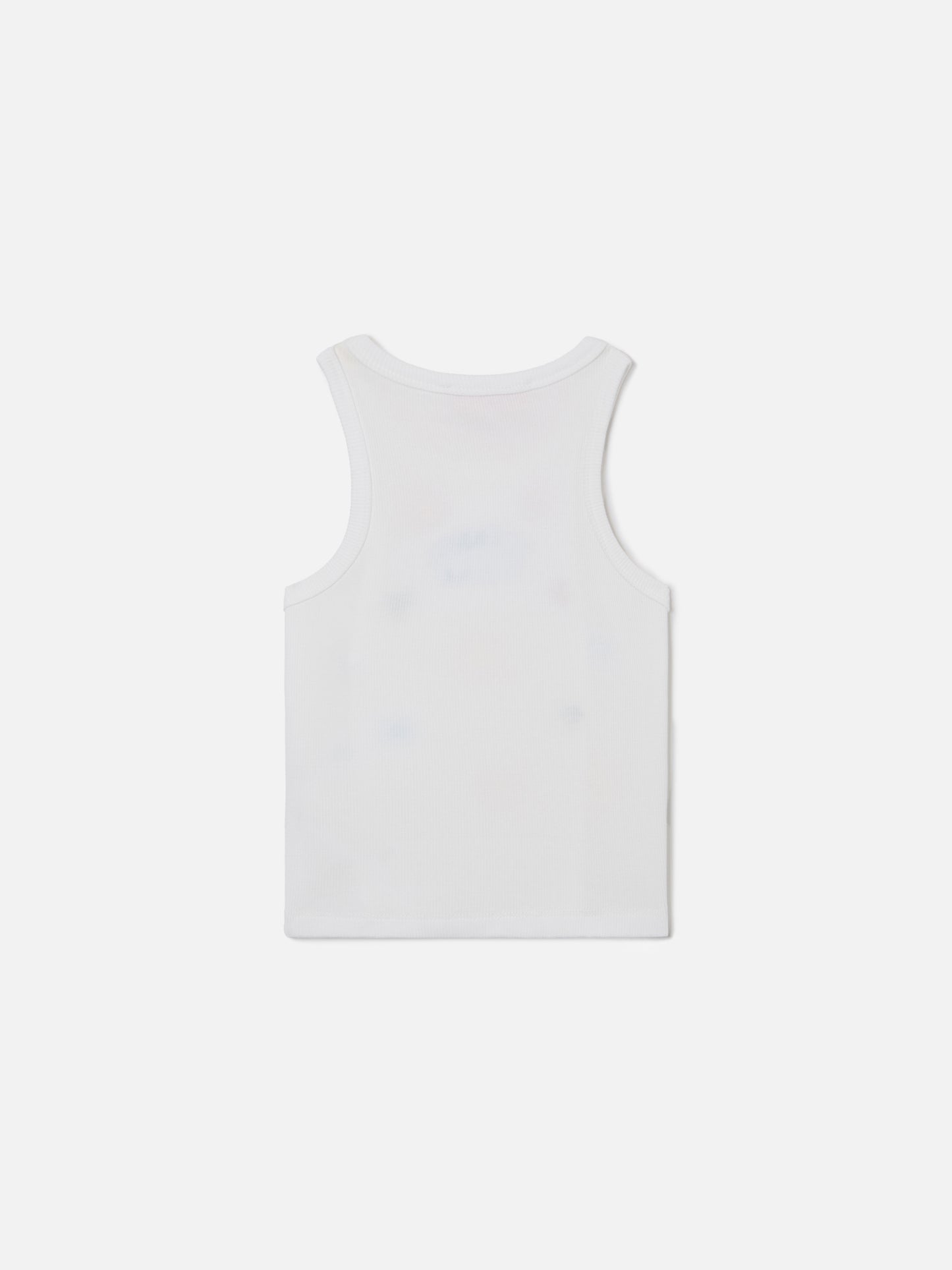 Blue Jr Tank-Top in white stretch cotton with multicolor embroidery