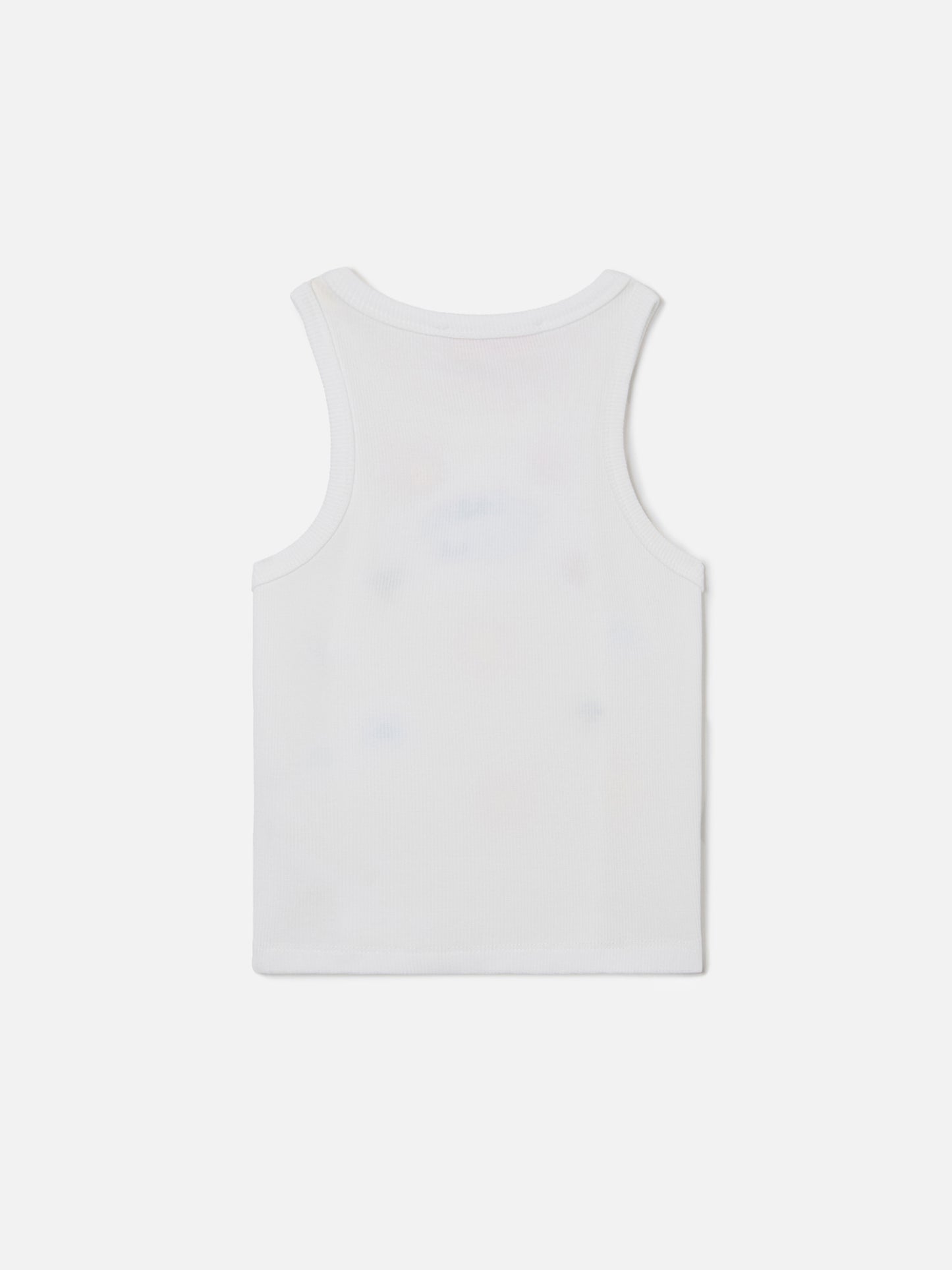 Blue Jr Tank-Top in white stretch cotton with multicolor embroidery