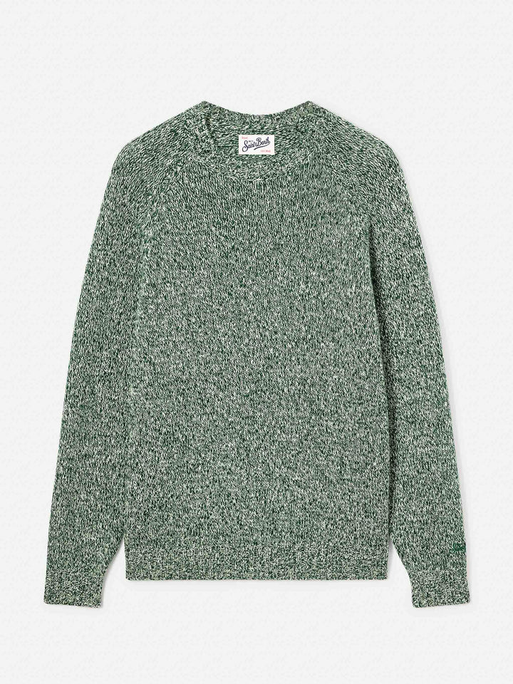 Jersey de cuello redondo Green Blunt en lana con punto mouliné 