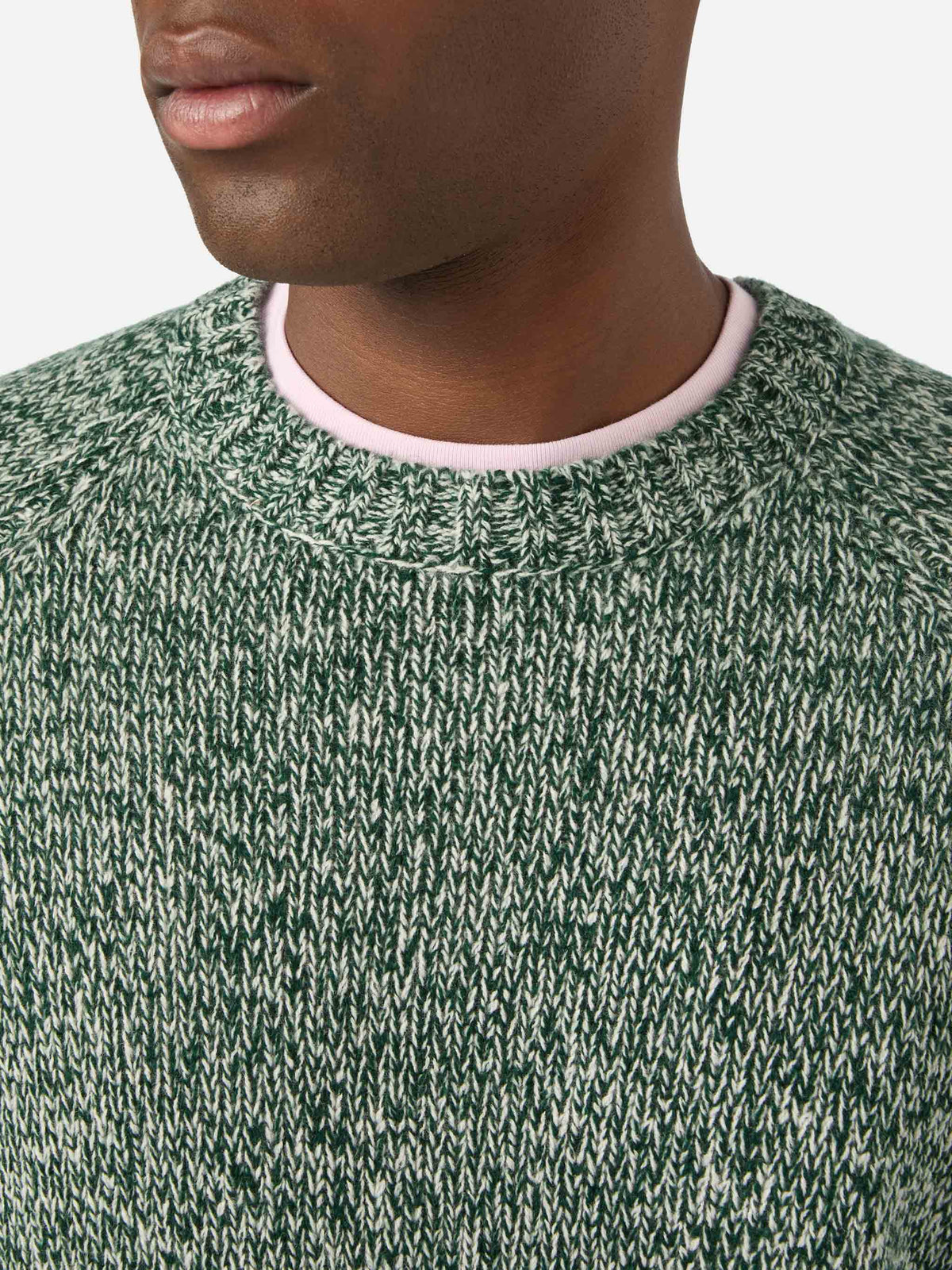Green Blunt wool crewneck with mouliné knit