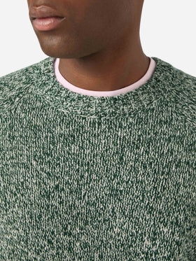 Green Blunt wool crewneck with mouliné knit