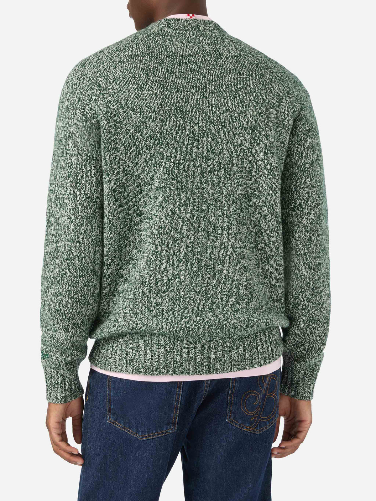 Green Blunt wool crewneck with mouliné knit