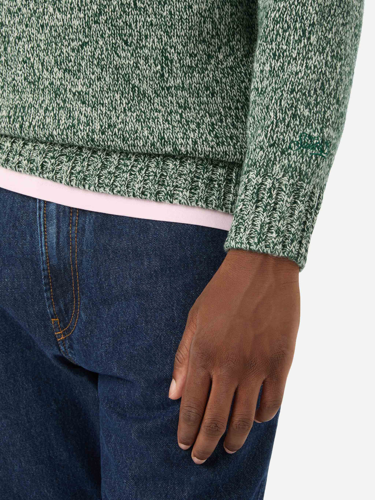 Green Blunt wool crewneck with mouliné knit