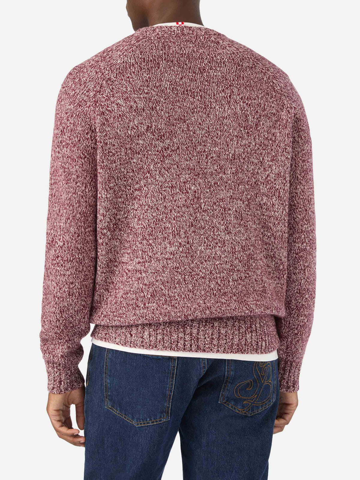 Maglia girocollo Blunt rossa in lana con lavorazione mouliné