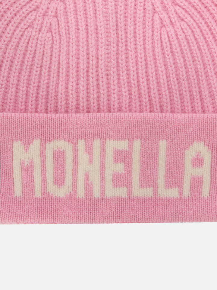 Bonnet Benjie rose avec inscription Monella 