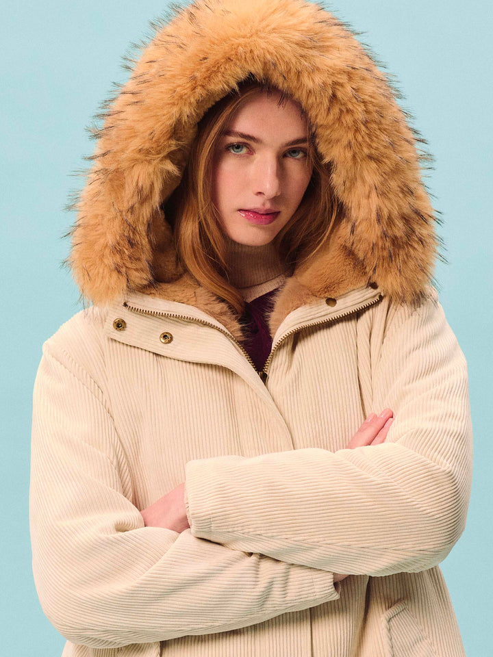 Parka Ice Brenna de pana con capucha de pelo sintético 