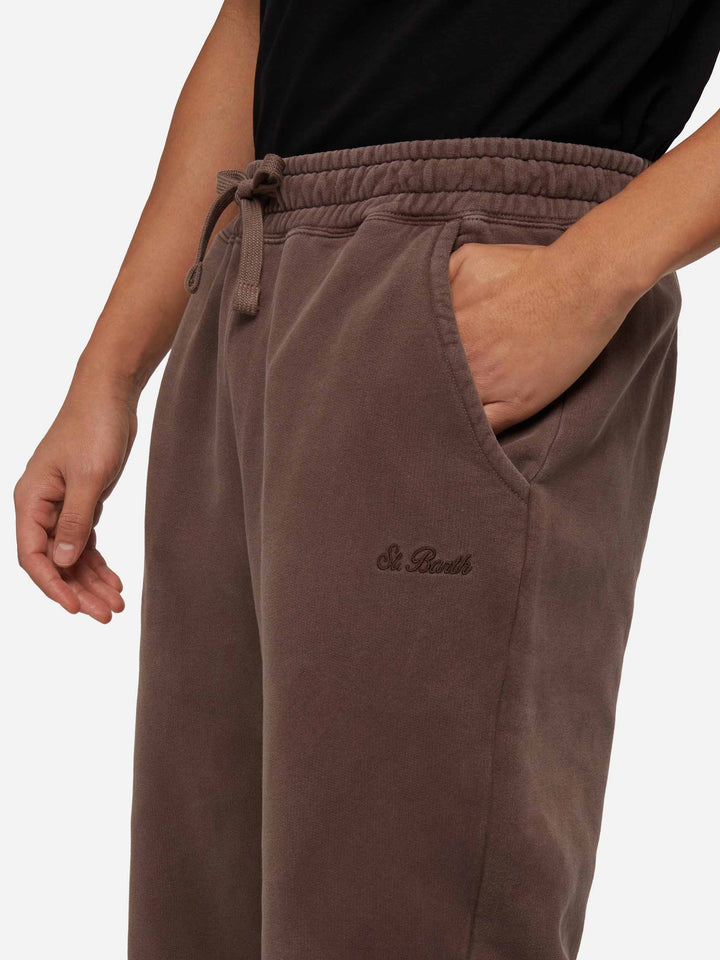 Brown tracksuit pants Bolt with vintage treatment - MC2 Saint Barth
