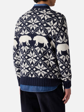 Herrenpullover Bombardino mit norwegischem Jacquard und Fa Freddo-Stickerei