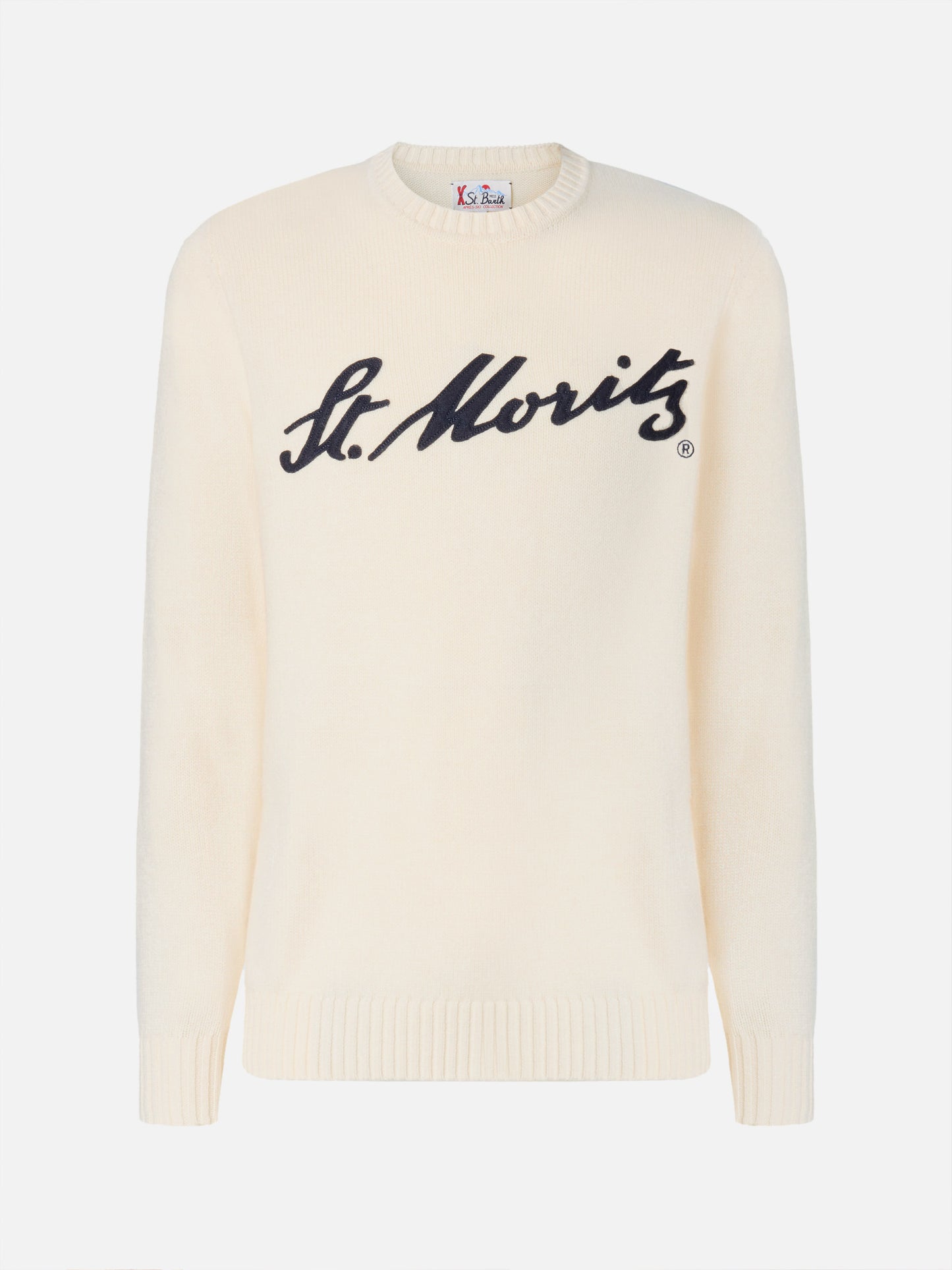 Weißer Bombardino Light Pullover mit St. Moritz Jacquard | ST. MORITZ TOP OF THE WORLD SPECIAL EDITION