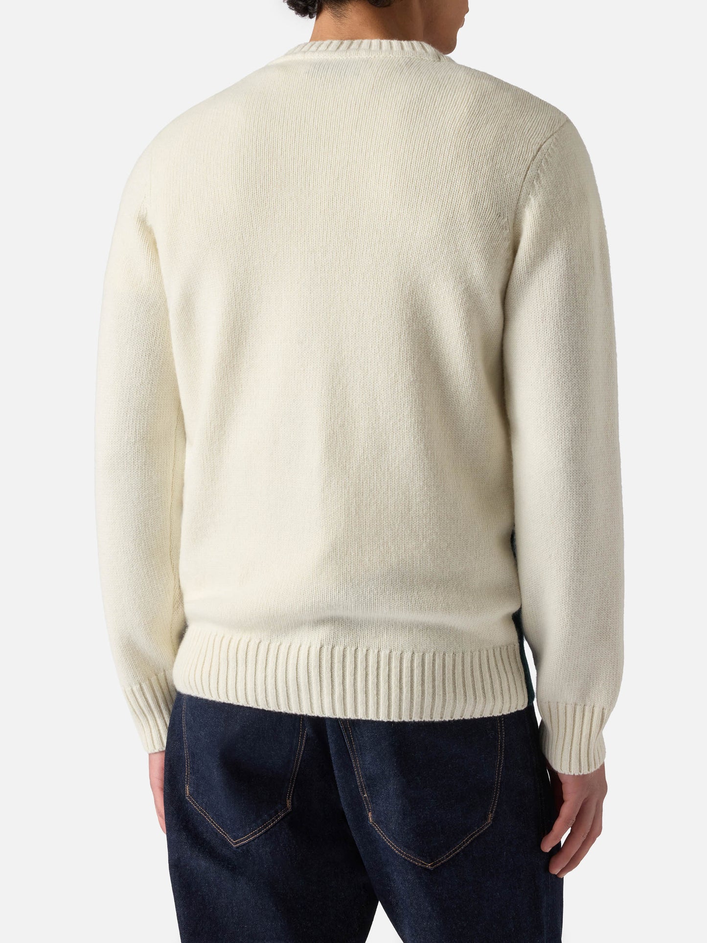 Weißer Bombardino Light Pullover mit Courmayeur Jacquardmuster | COURMAYEUR SPECIAL EDITION