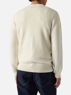 Weißer Bombardino Light Pullover mit Courmayeur Jacquardmuster | COURMAYEUR SPECIAL EDITION