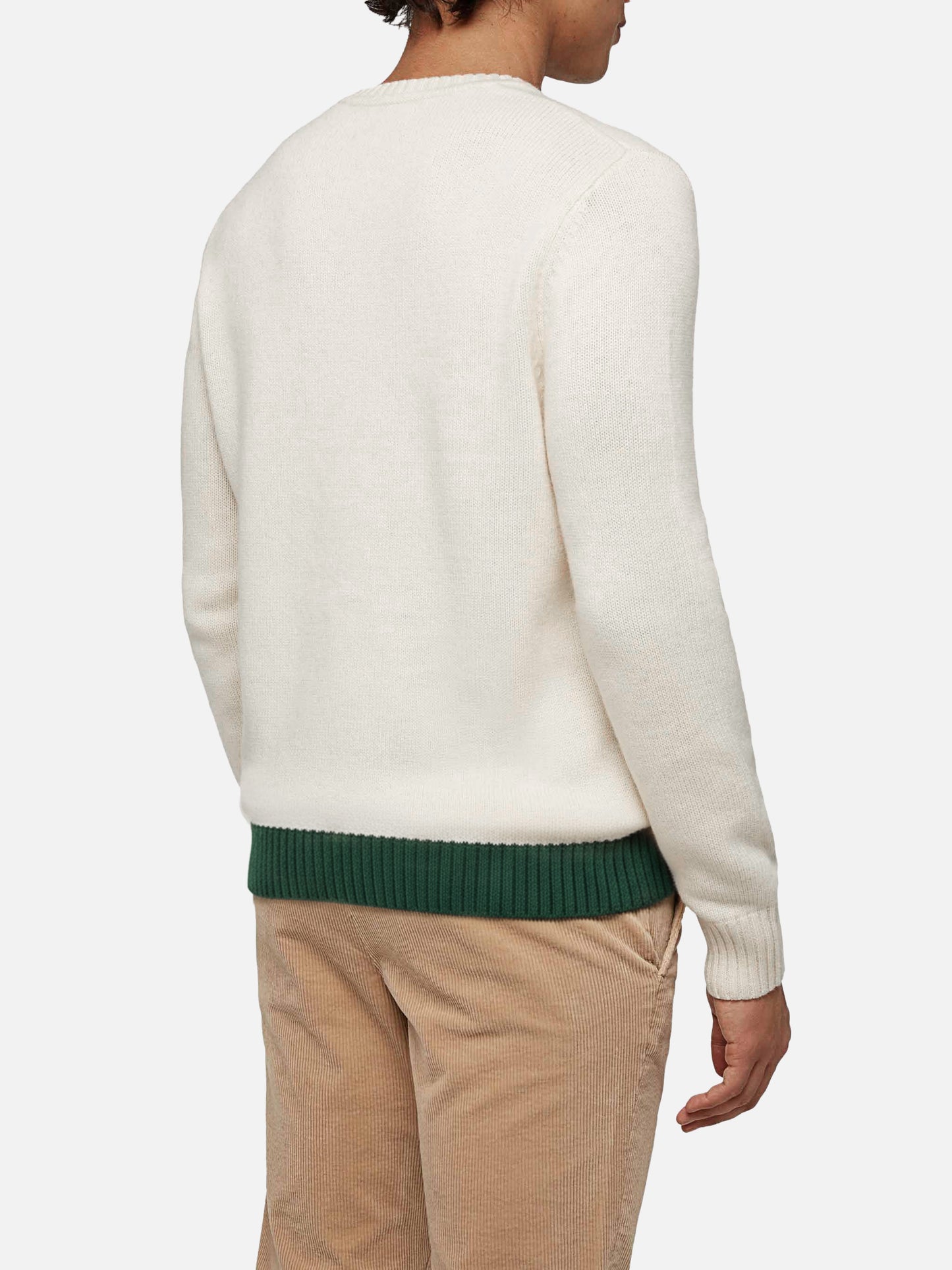 Weißer Bombardino Light Pullover mit Courmayeur Jacquardmuster | COURMAYEUR SPECIAL EDITION