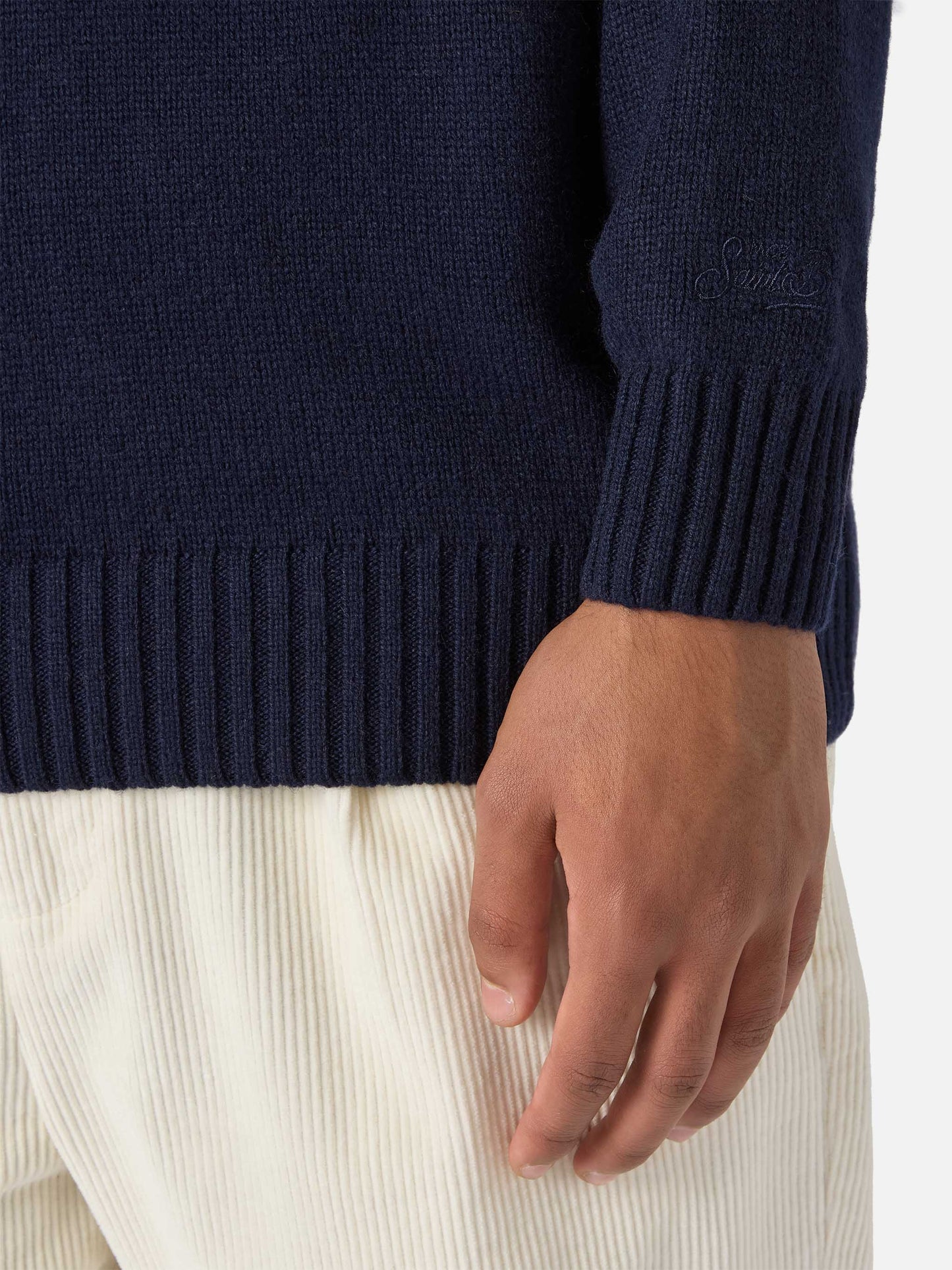 Blue Bombardino Light sweater with Après Ski jacquard