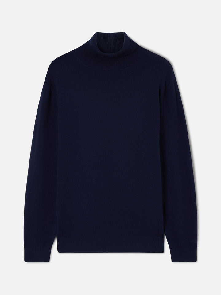 Navy blue Bond merino wool and cashmere blend turtleneck