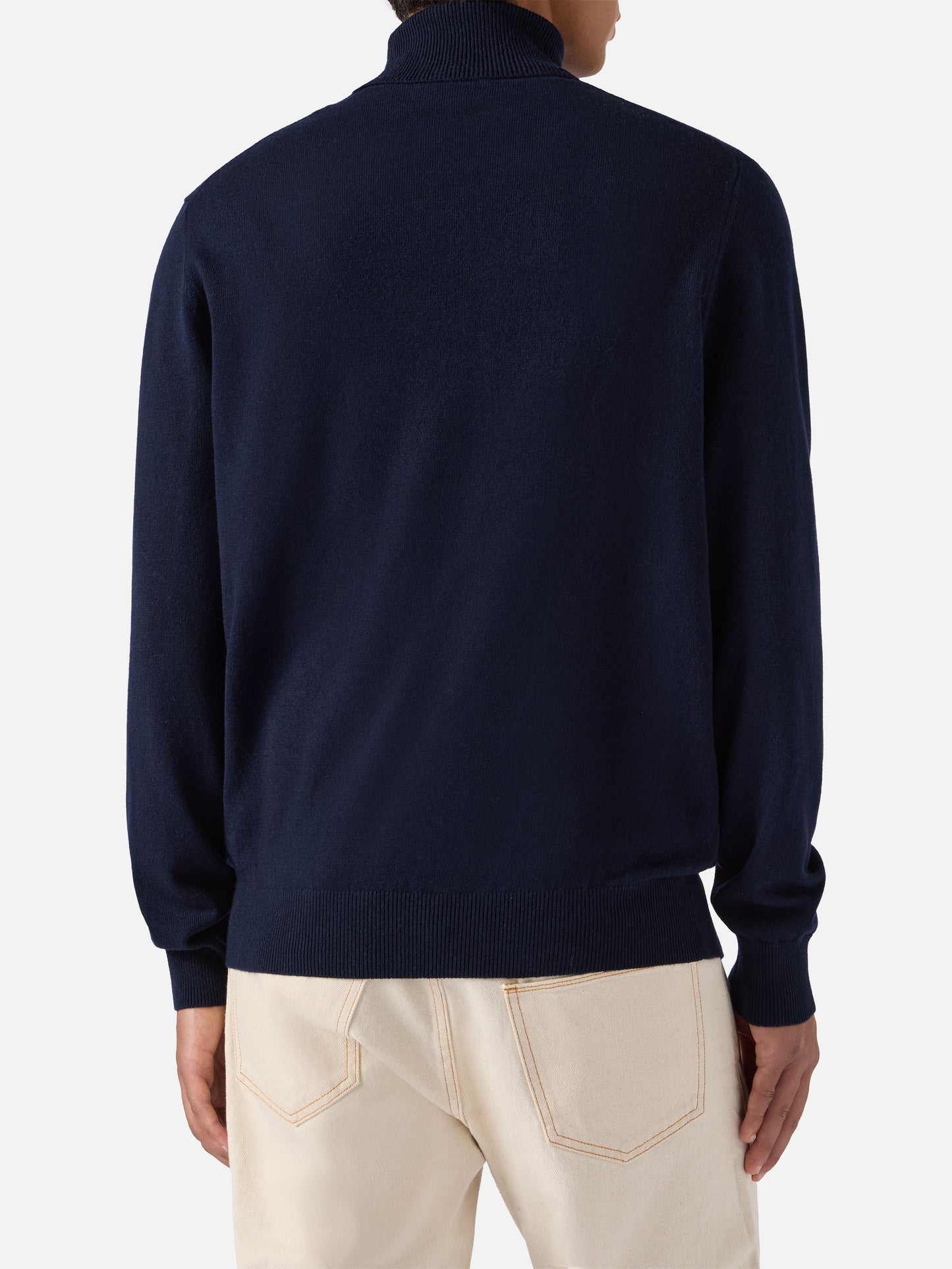 Turtleneck sweater Bond in night blue merino wool and cashmere