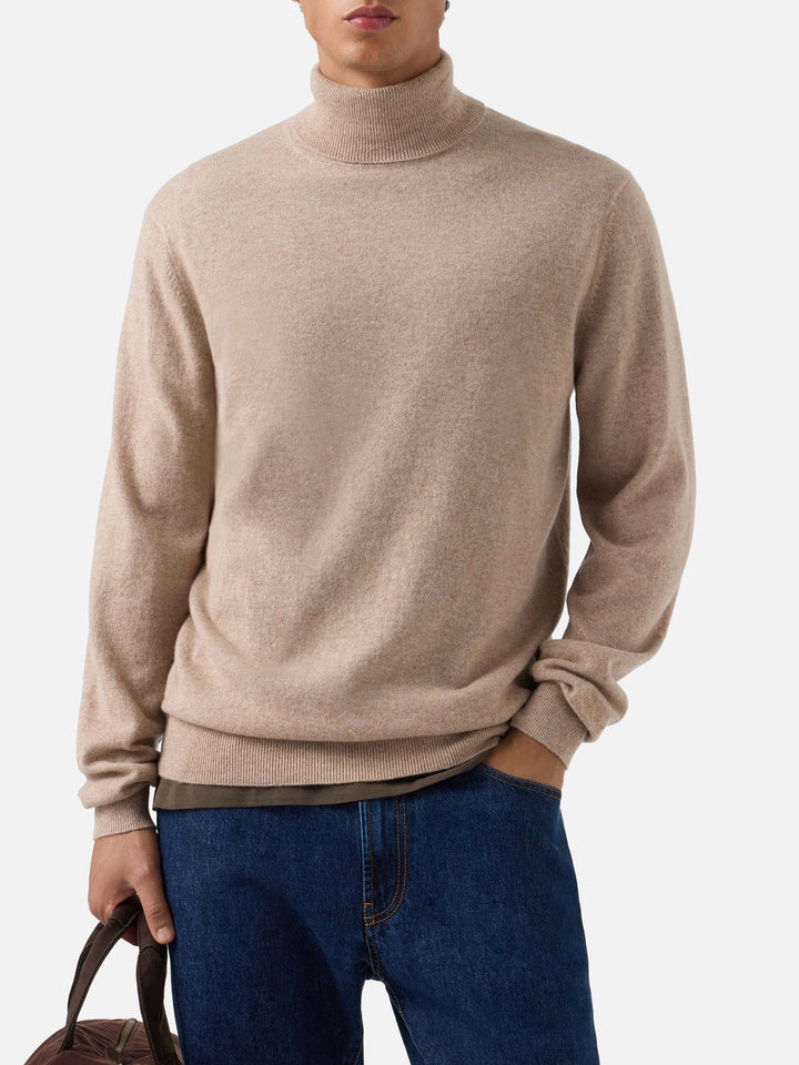 Khaki Bond cashmere turtleneck