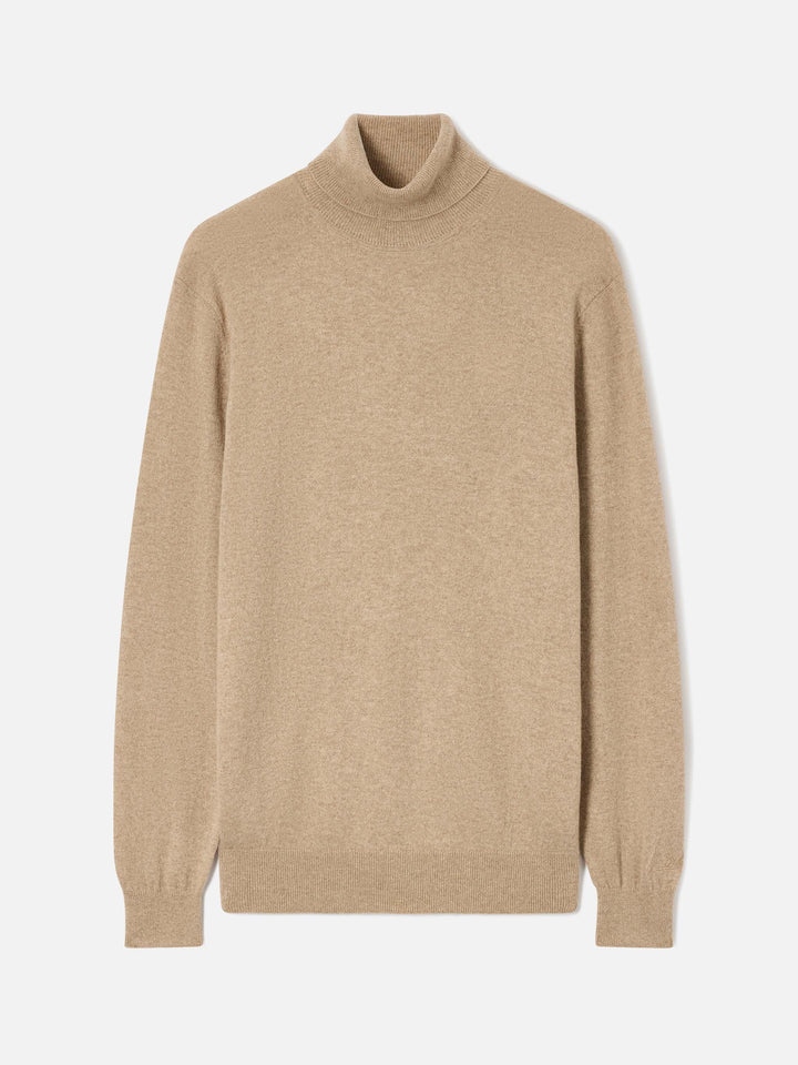 Funnel neck Bond in camel cashmere