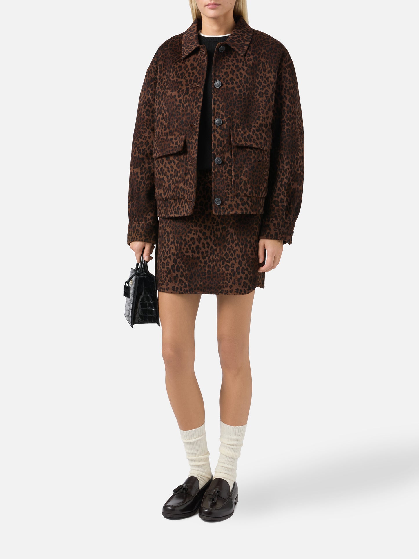 Bonnibell kurze Jacke aus doppellagigem Stoff mit Leopardenmuster