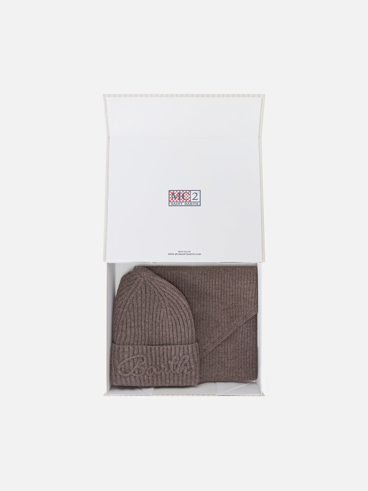 Conjunto de gorro de lana Nut y bufanda con capucha 