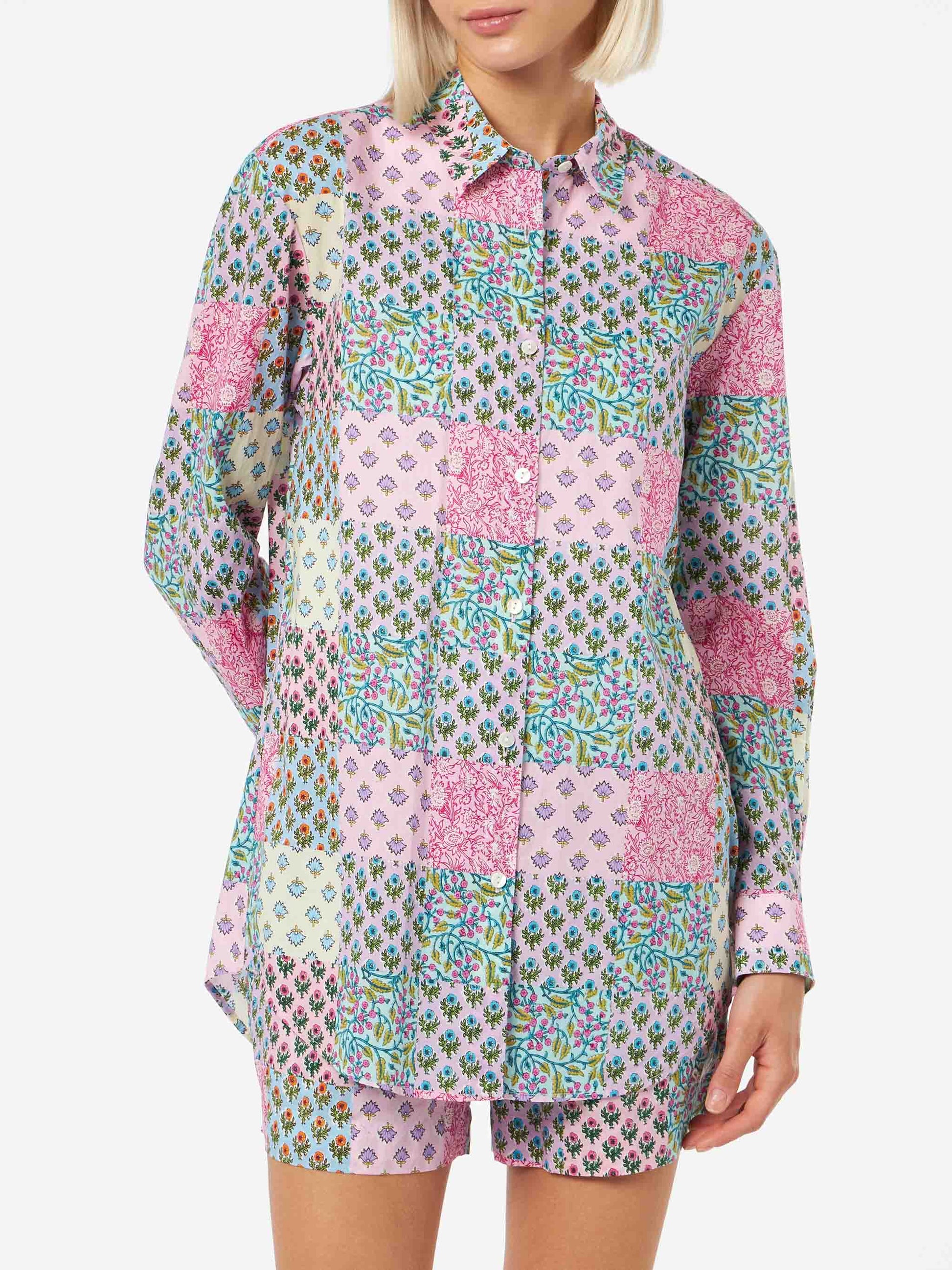 Woman cotton shirt Brigitte with flower print - MC2 Saint Barth