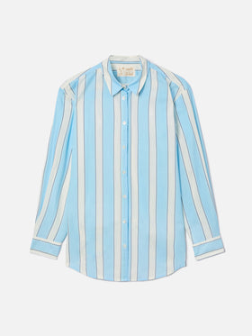Camicia Brigitte in cotone a righe azzurre con ricamo Sport Club