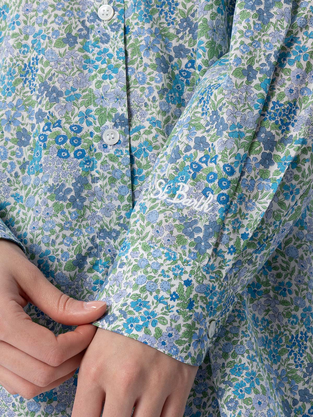 Woman cotton shirt Brigitte with Joanna Luise print | MADE WITH LIBERTY FABRIC - MC2 Saint Barth