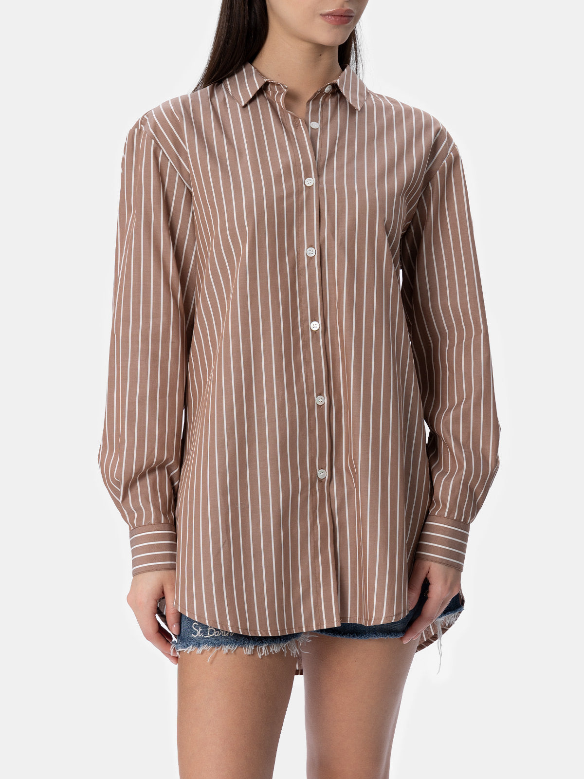 Chemise femme en coton Brigitte à imprimé rayé 