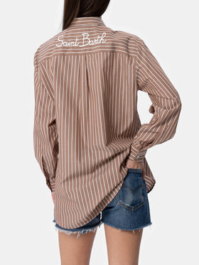 Chemise femme en coton Brigitte à imprimé rayé 