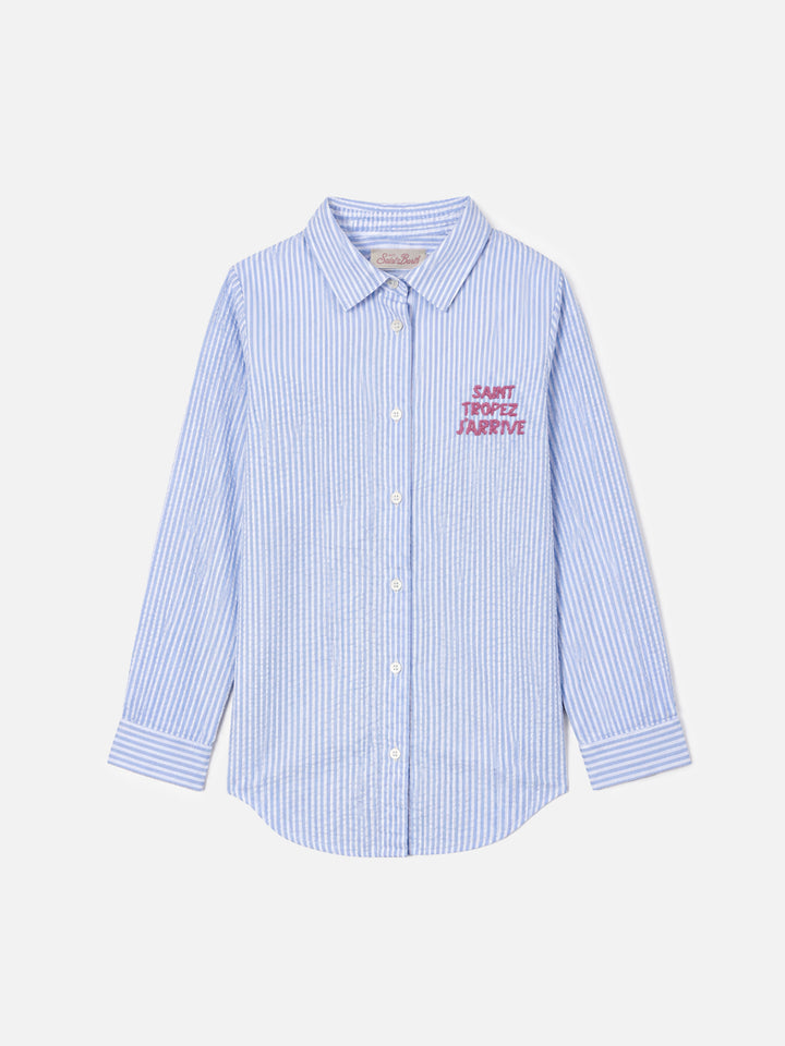 Sobrecamisa de seersucker con estampado de rayas para niña Mini Brigitte 