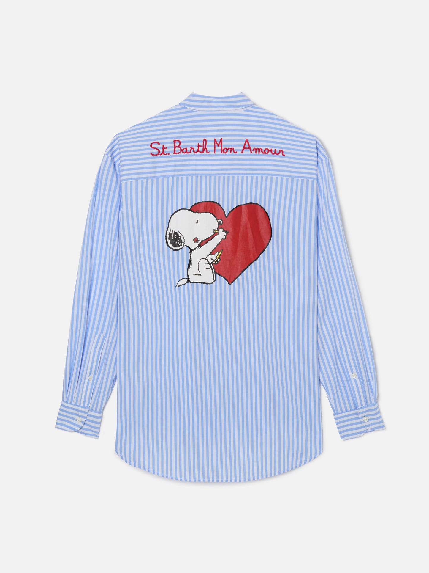Brigitte light blue striped shirt with Snoopy print | Special Edition