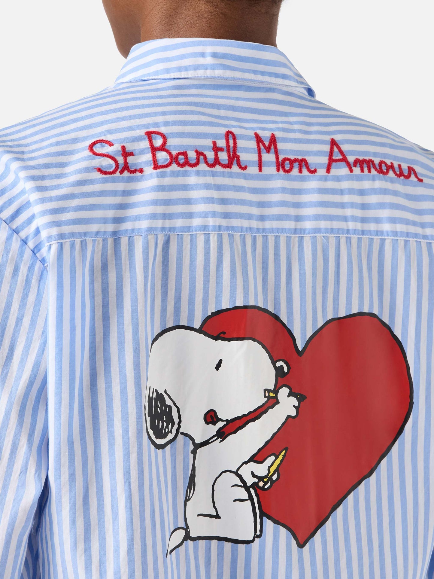 Camisa Brigitte de rayas azul claro con estampado de Snoopy | Special Edition 
