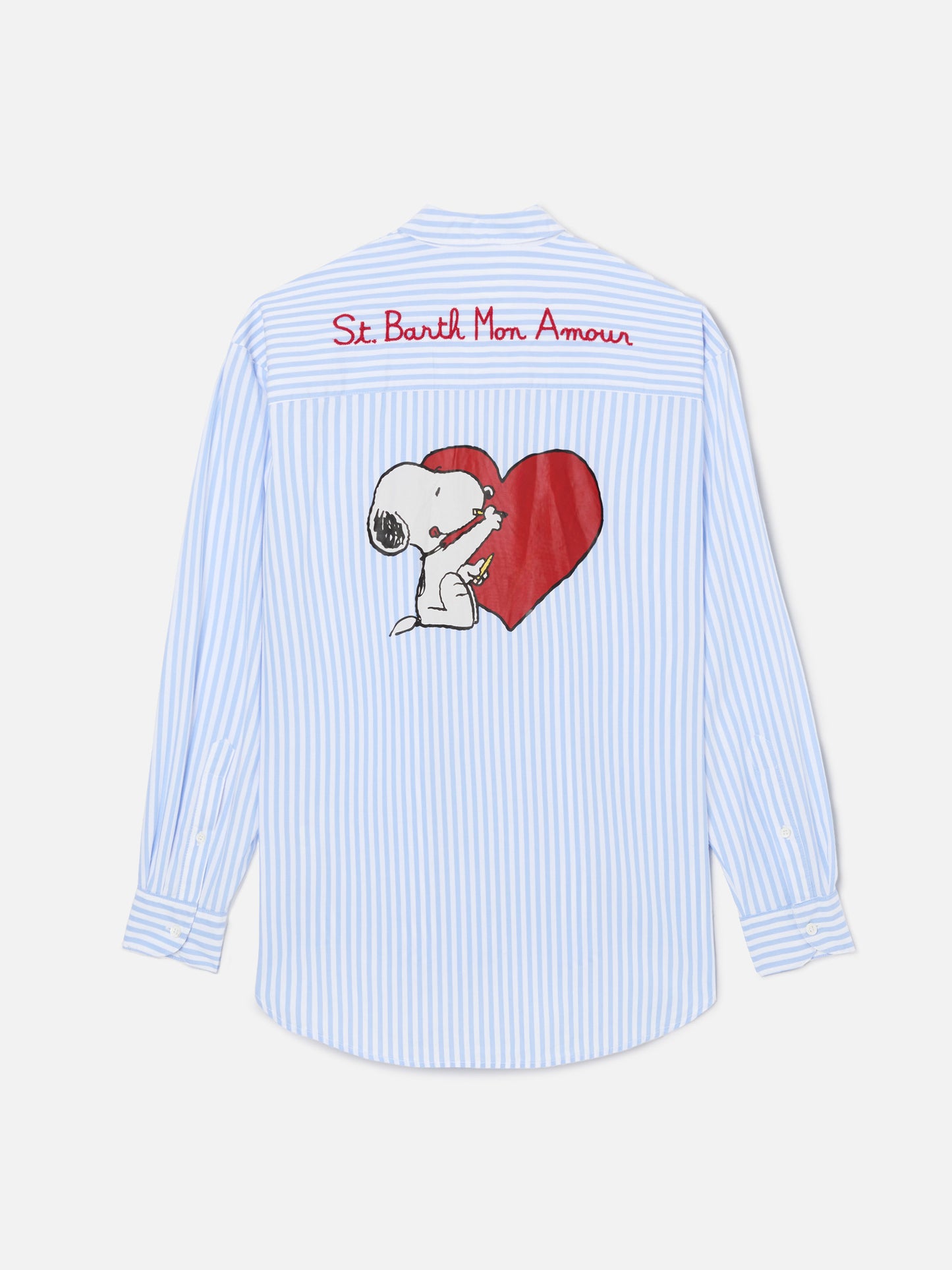 Camisa Brigitte de rayas azul claro con estampado de Snoopy | Special Edition 