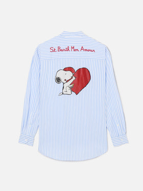 Camisa Brigitte de rayas azul claro con estampado de Snoopy | Special Edition 