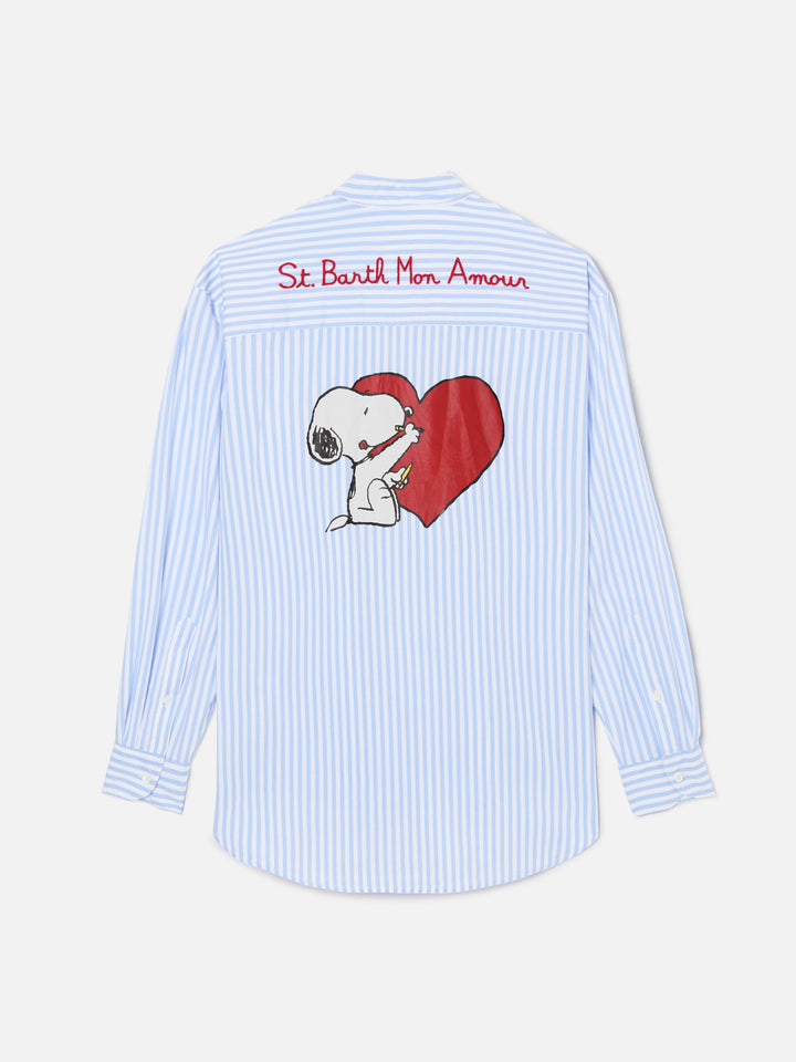 Camicia Brigitte a righe azzurre con stampa Snoopy | Special Edition