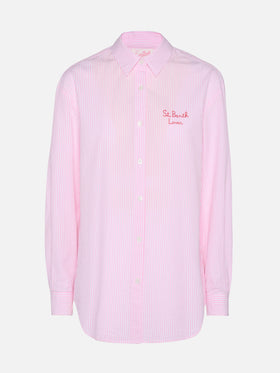 Brigitte striped seersucker shirt with Snoopy print