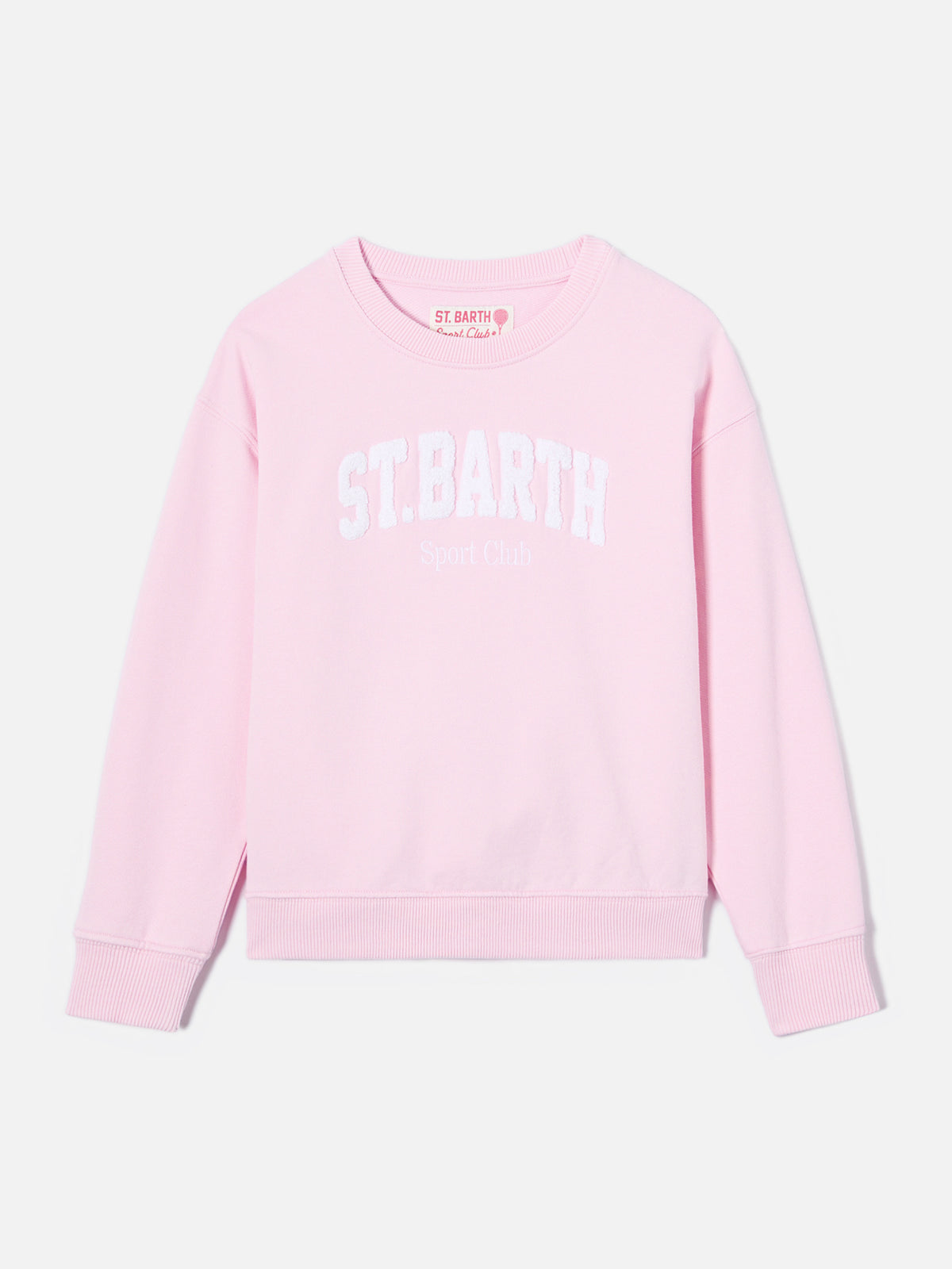 Sweat-shirt Briony à col rond rose avec logo effet éponge 